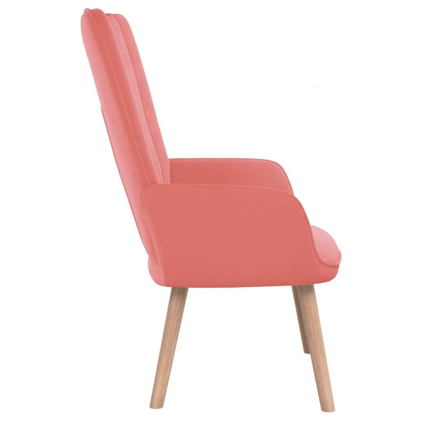 Sillón de relax de terciopelo rosa M 4