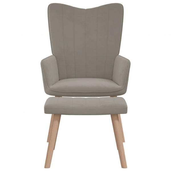 Sillón de relax con taburete de terciopelo gris claro M 3