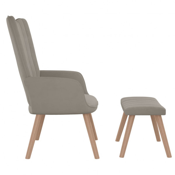 Sillón de relax con taburete de terciopelo gris claro M 4