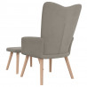 Sillón de relax con taburete de terciopelo gris claro 5