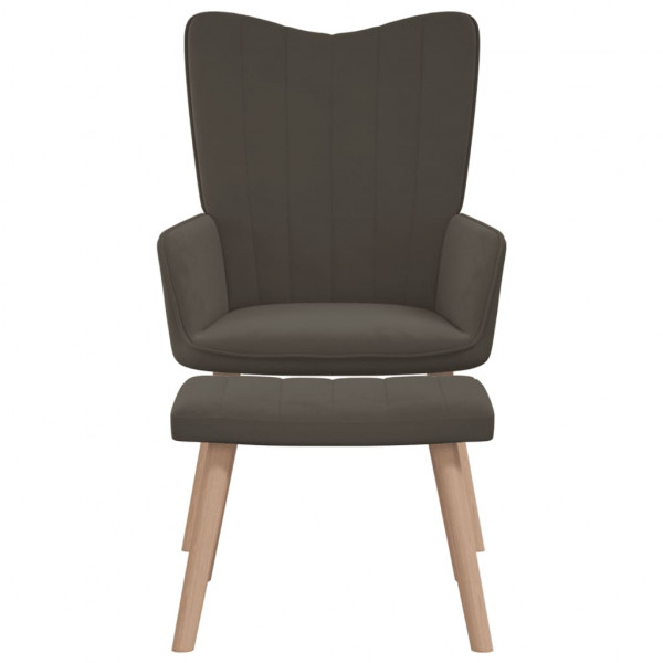 Sillón de relax con taburete terciopelo gris oscuro M 3