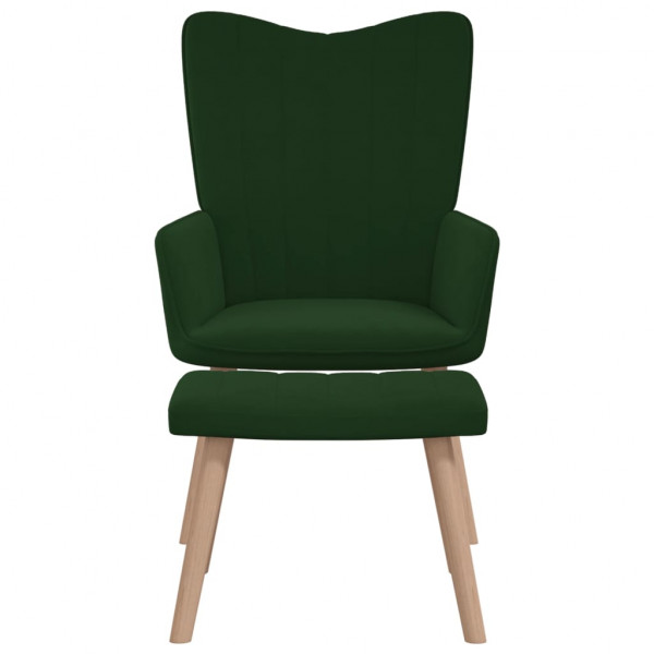 Sillón de relax con taburete terciopelo verde oscuro M 3