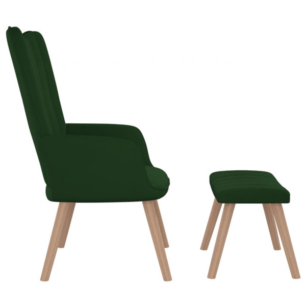 Sillón de relax con taburete terciopelo verde oscuro M 4