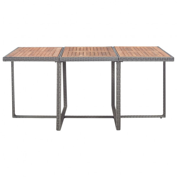 Conjunto de 11 pcs de jantar no exterior com almofadões em vime PE cinzento M 4