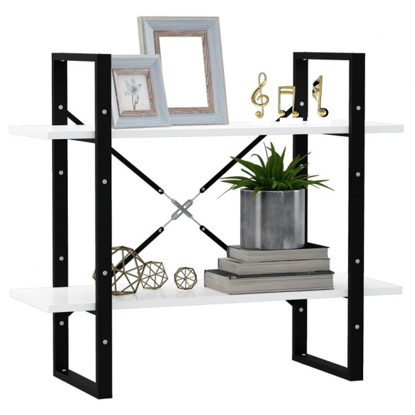 Estantería de 2 niveles madera contrachapada blanco 80x30x70 cm M 3