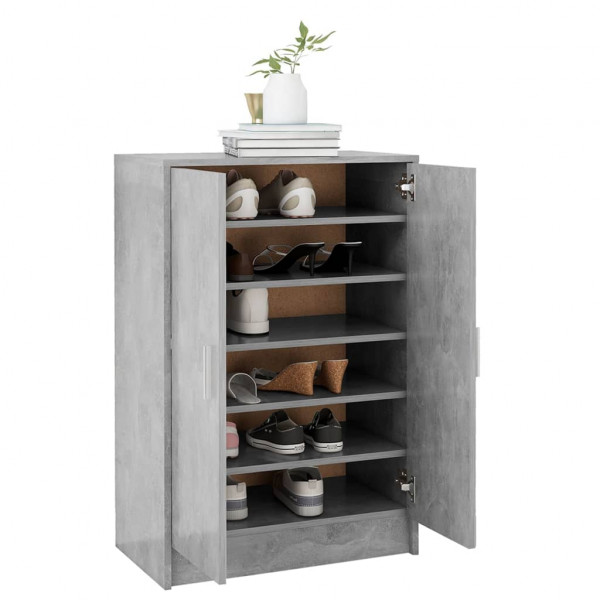 Mueble zapatero de aglomerado gris hormigón 60x35x92 cm M 4