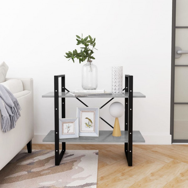 Estantería de 2 niveles contrachapada gris hormigón 80x30x70 cm M 4