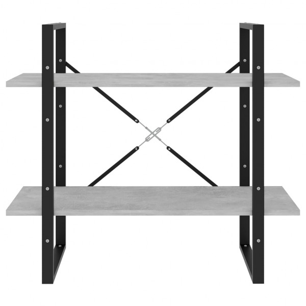 Estantería de 2 niveles contrachapada gris hormigón 80x30x70 cm M 5