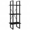 Estantería de 3 niveles madera contrachapada negro 40x30x105 cm 2