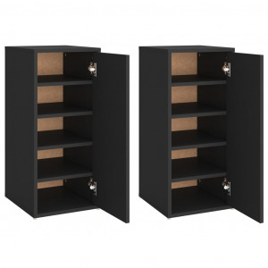 Muebles zapateros 2 uds madera contrachapada negro 32x35x70 cm H
