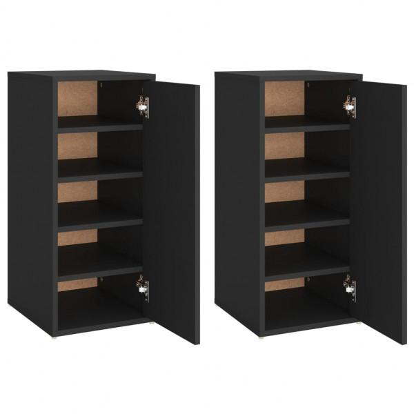 Muebles zapateros 2 uds madera contrachapada negro 32x35x70 cm M 2