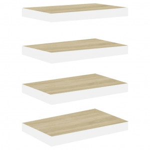 Prateleiras de parede 4 pcs 40x23x3.8 cm MDF carvalho e branco H