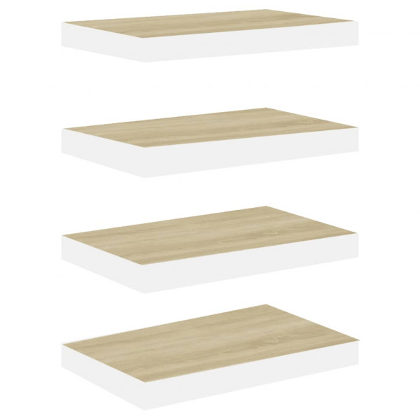 Estante flotante de pared 4 uds MDF roble y blanco 40x23x3.8 cm M 2