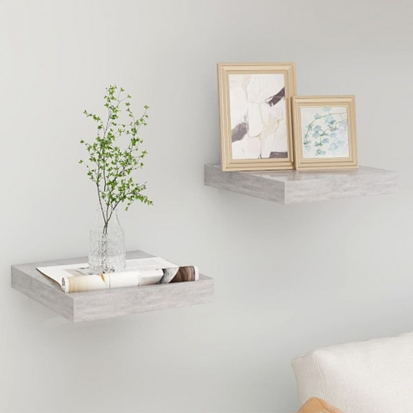 Estante flotante pared 2 uds MDF gris hormigón 23x23.5x3.8 cm D
