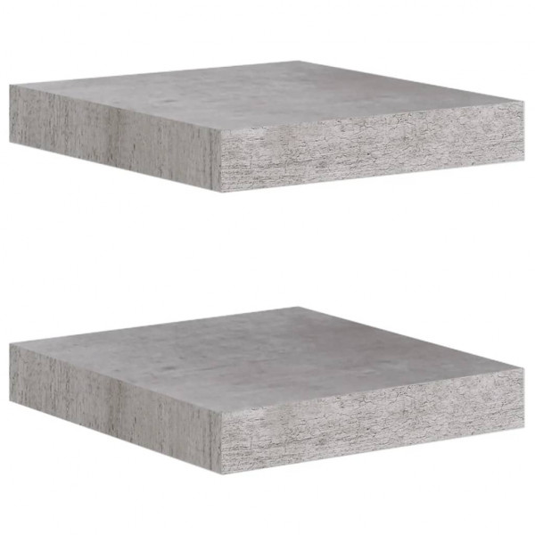 Estante flotante pared 2 uds MDF gris hormigón 23x23.5x3.8 cm M 2