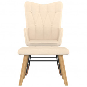 Silla mecedora con reposapiés tela color crema H