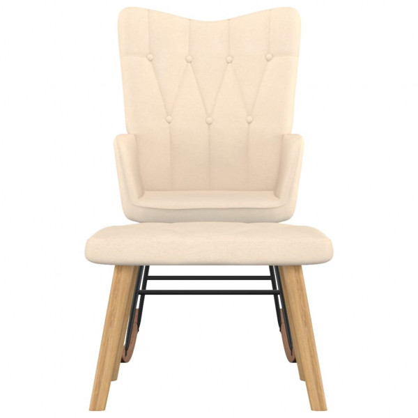 Silla mecedora con reposapiés tela color crema M 2