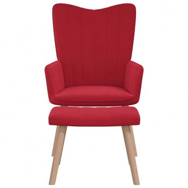 Sillón de relax con taburete terciopelo rojo tinto M 3