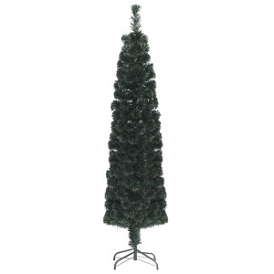 Árvore de Natal artificial estreita com suporte de fibra óptica 150 cm H