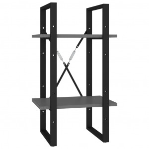 Estantería de 2 niveles madera contrachapada gris 40x30x70 cm H