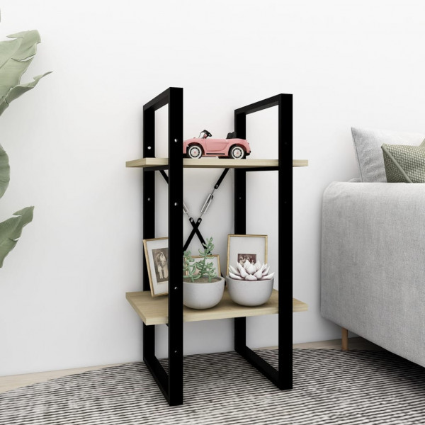 Estantería de 2 niveles contrachapada roble Sonoma 40x30x70 cm D