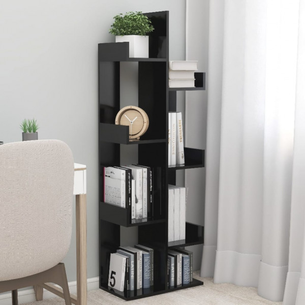 Armario de libros madera contrachapada negro 48x25.5x140 cm D