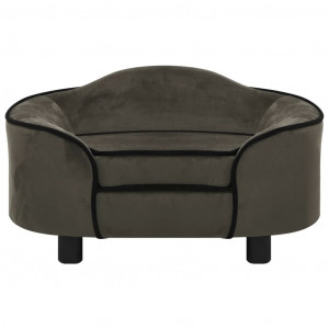 Sofá para cães 67x47x36 cm pelúcia cinzento-escuro H