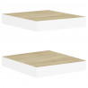 Estante flotante pared 2 uds MDF roble y blanco 23x23.5x3.8 cm 2