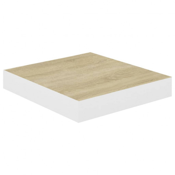 Estante flotante pared 2 uds MDF roble y blanco 23x23.5x3.8 cm M 4