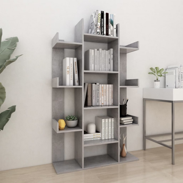 Librería de madera contrachapada gris hormigón 86x25.5x140 cm D