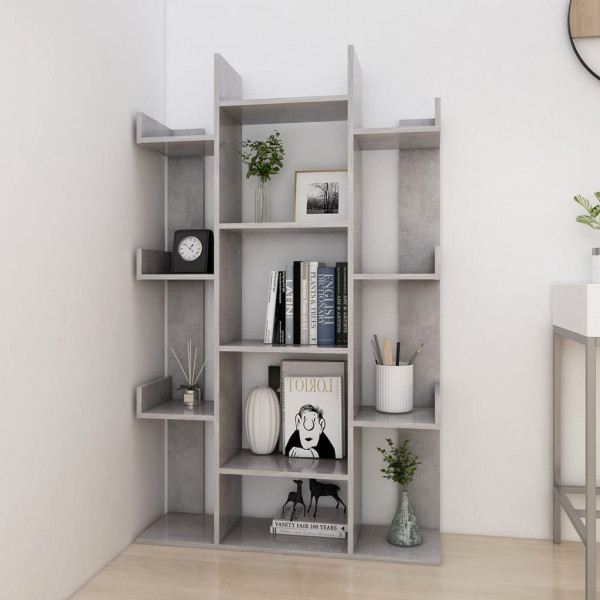 Librería de madera contrachapada gris hormigón 86x25.5x140 cm M 3