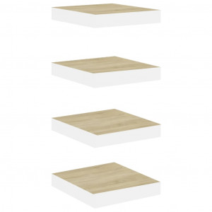 Prateleiras de parede 4 pcs 23x23.5x3.8cm MDF carvalho e branco H