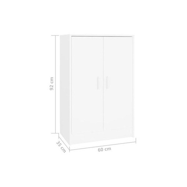Mueble zapatero de madera contrachapada blanco 60x35x92 cm D