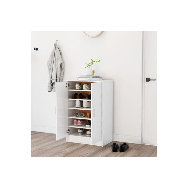 Mueble zapatero de madera contrachapada blanco 60x35x92 cm M 5