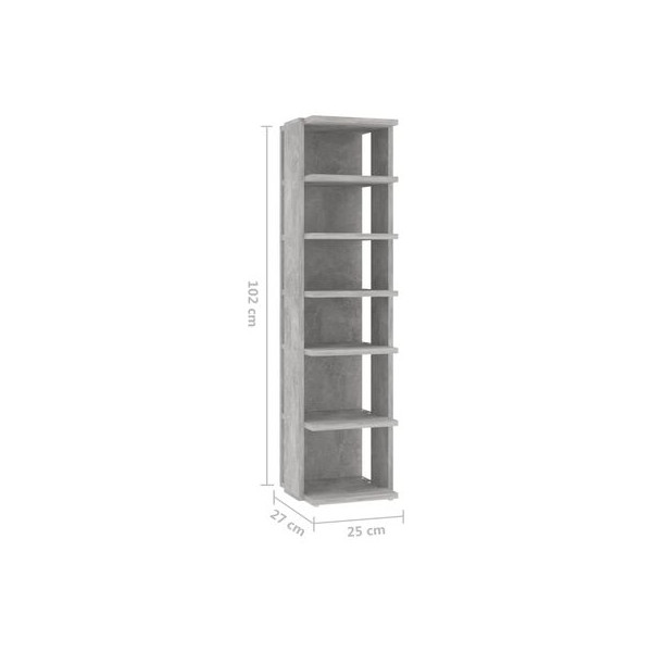 Mueble zapatero contrachapada gris hormigón 27.5x27x102 cm D