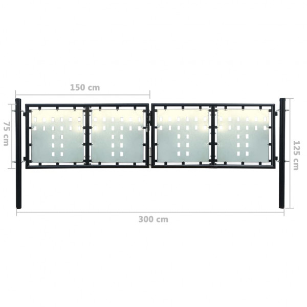 Puerta de valla de jardín negra 300x125 cm M 5