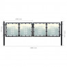 Puerta de valla de jardín negra 300x125 cm 5