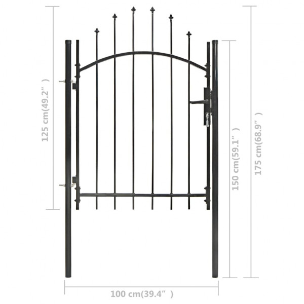 Portão de jardim 1x1.15 m aço preto M 5