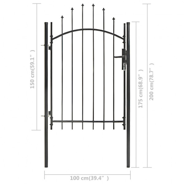 Puerta de jardín de acero negro 1x2 m M 5