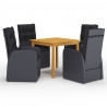 Juego de comedor para jardín 5 piezas negro 1