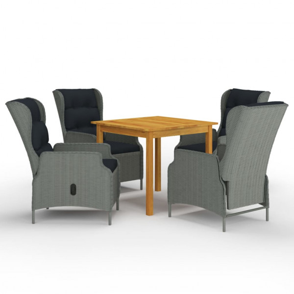 5 pcs conjunto de jantar para jardim cinzento-claro D