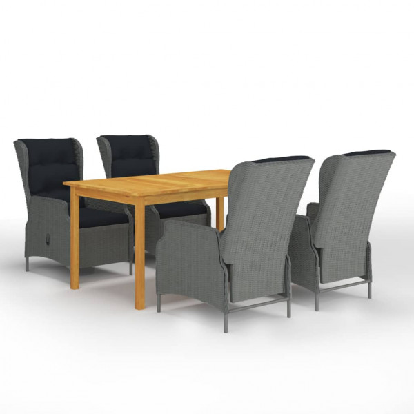 5 pcs conjunto de jantar para jardim cinzento-claro D