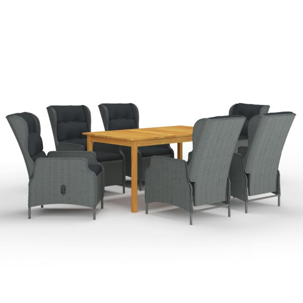 Juego de comedor para jardín de 7 piezas gris claro D