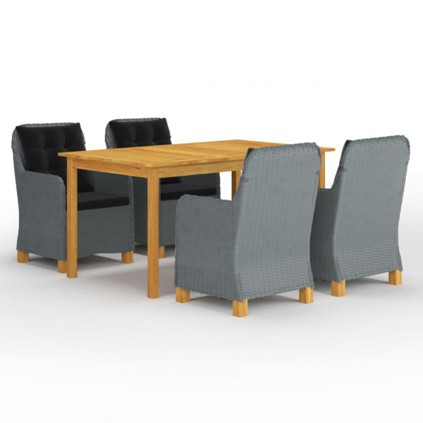 Juego de comedor para jardín de 5 piezas gris claro D