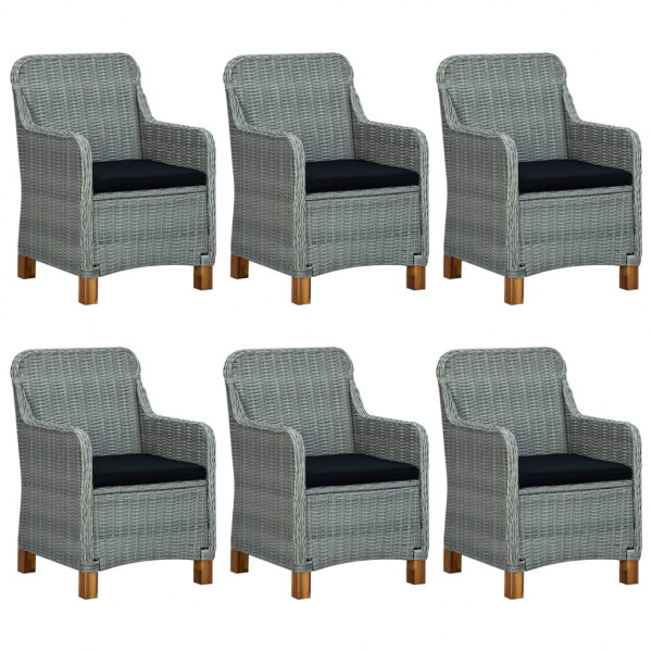 7 pcs conjunto de jantar para jardim cinzento-claro M 5