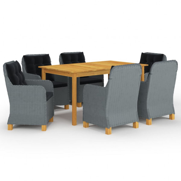 Juego de comedor para jardín de 7 piezas gris claro D