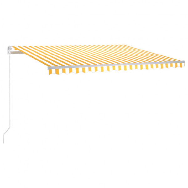 Toldo retrátil manual com LED 400x350 cm amarelo e branco M 2