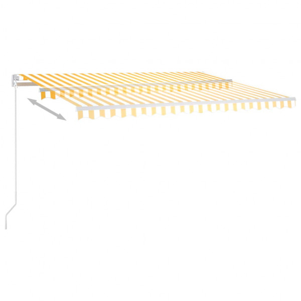 Toldo retrátil manual com LED 400x350 cm amarelo e branco M 3