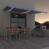 Toldo retrátil manual com LED 600x350 cm azul e branco 1