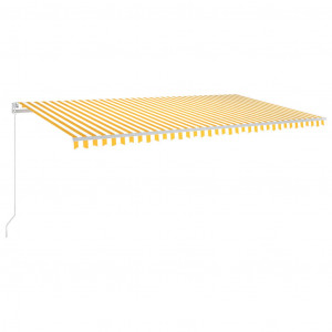 Toldo retrátil manual com LED 600x350 cm amarelo e branco H